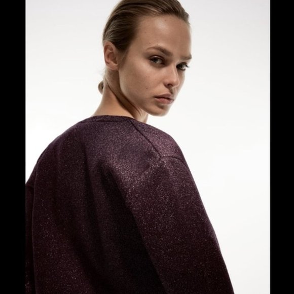 ZARA SHINY KNIT JACKET ROUND NECK NEW MEDIUM - Picture 3 of 6